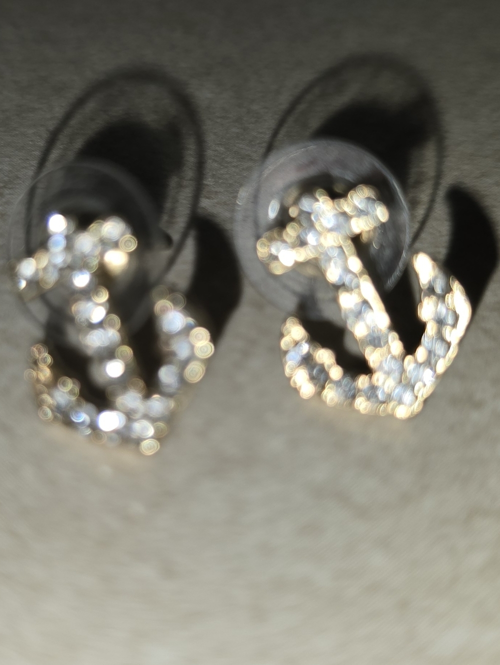 Gold Anchor Crystal Stud Earrings for Women
